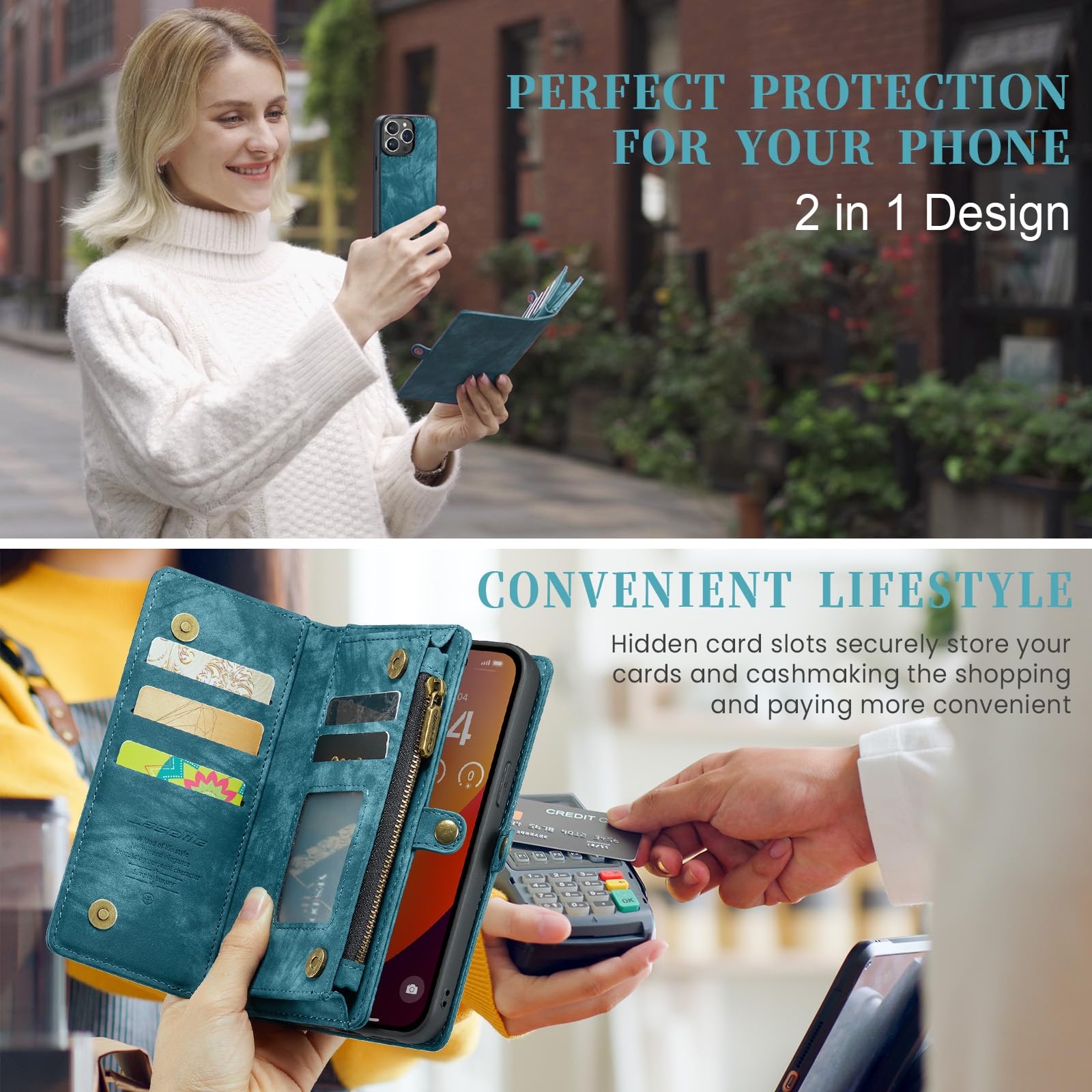 Compatible With IPhone 12 Pro Max 2-in-1 Wallet Case With Detachable Credit Card Holder, 180 - View #12