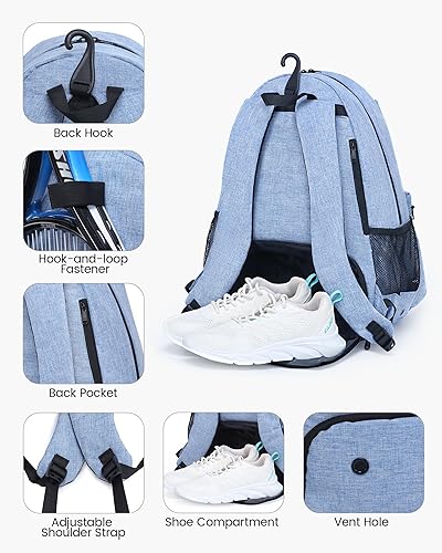 Miniatura 2 de Sucipi Bolsa de tenis profesional para hombres y mujeres, bolsa de raqueta con capacidad para 2 raquetas con compartimento ventilado para zapatos