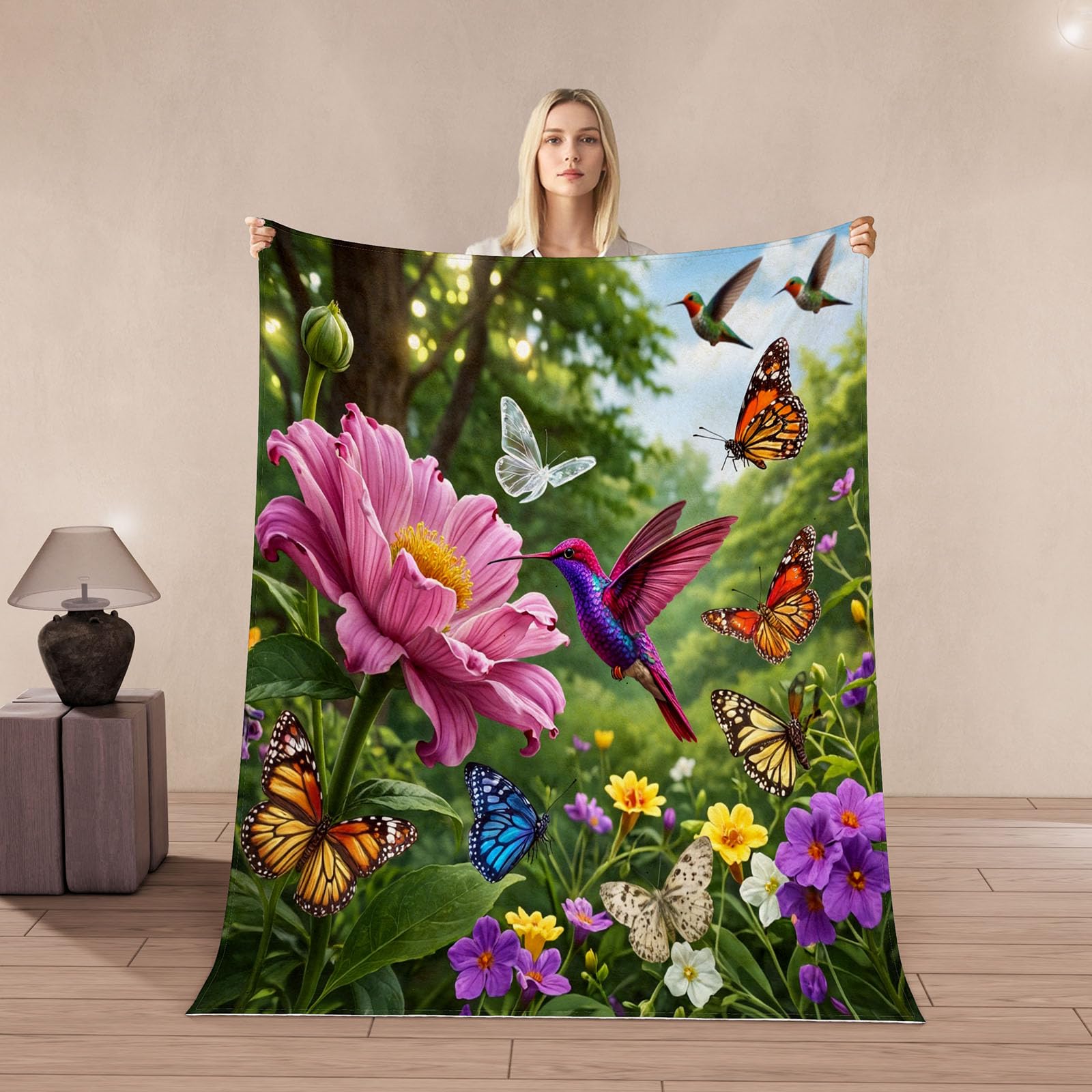Couverture colibri 150x200cm en microfibre plaid 3D ultra douce et chaude pour lit et canapé MXX 3-5
