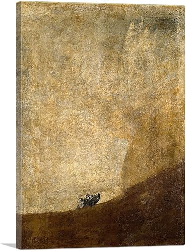 ARTCANVAS El perro 1823 lienzo impreso estirado enmarcado pintura póster Giclée decoración de pared por Francisco De Goya - 12 x 8 pulgadas (0.75