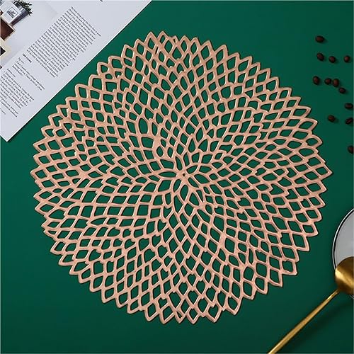 Miniatura 8 de Juego de 6 manteles individuales redondos de vinilo huecos, manteles individuales redondos de vinilo, manteles para mesa de cocina, manteles de