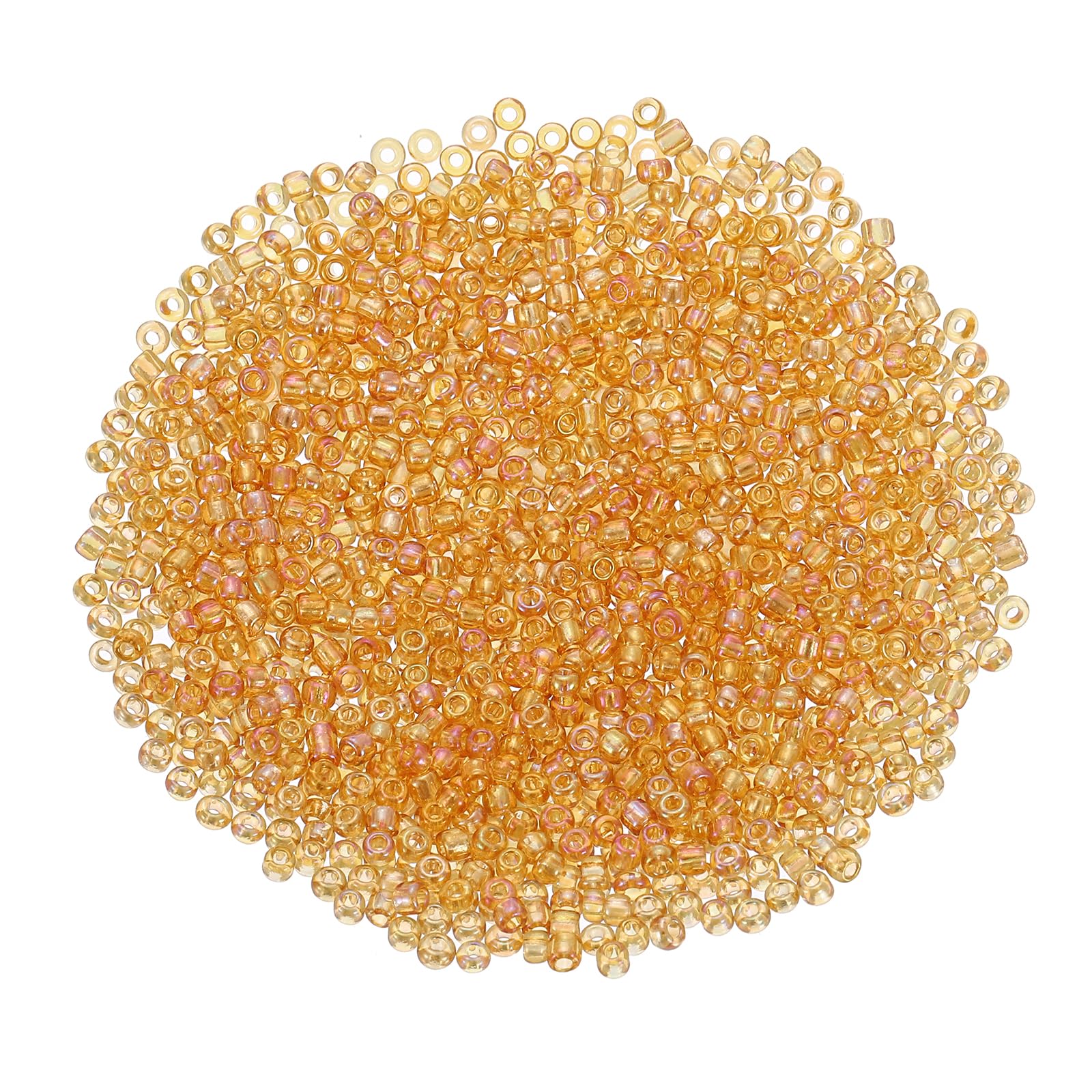 sourcing map 2000 Pcs Glass Seed Beads Bulk, 1.5mm Mini Loose Glass Bugle Beads for DIY Earrings, Necklaces, Bracelets, Jewelry Making, Gold