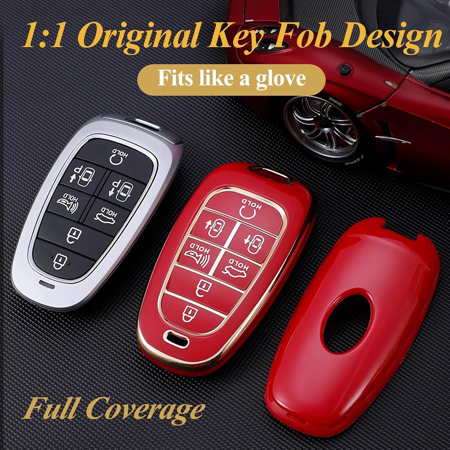 for Hyundai Key Fob Cover with Keychain, Premium TPU Key Case shell for 2024 2023 2022 Hyundai Sonata, Santa Fe, Nexo, Tucson Remote Smart Car Key Fob Protector（7 Buttons Black） image 4