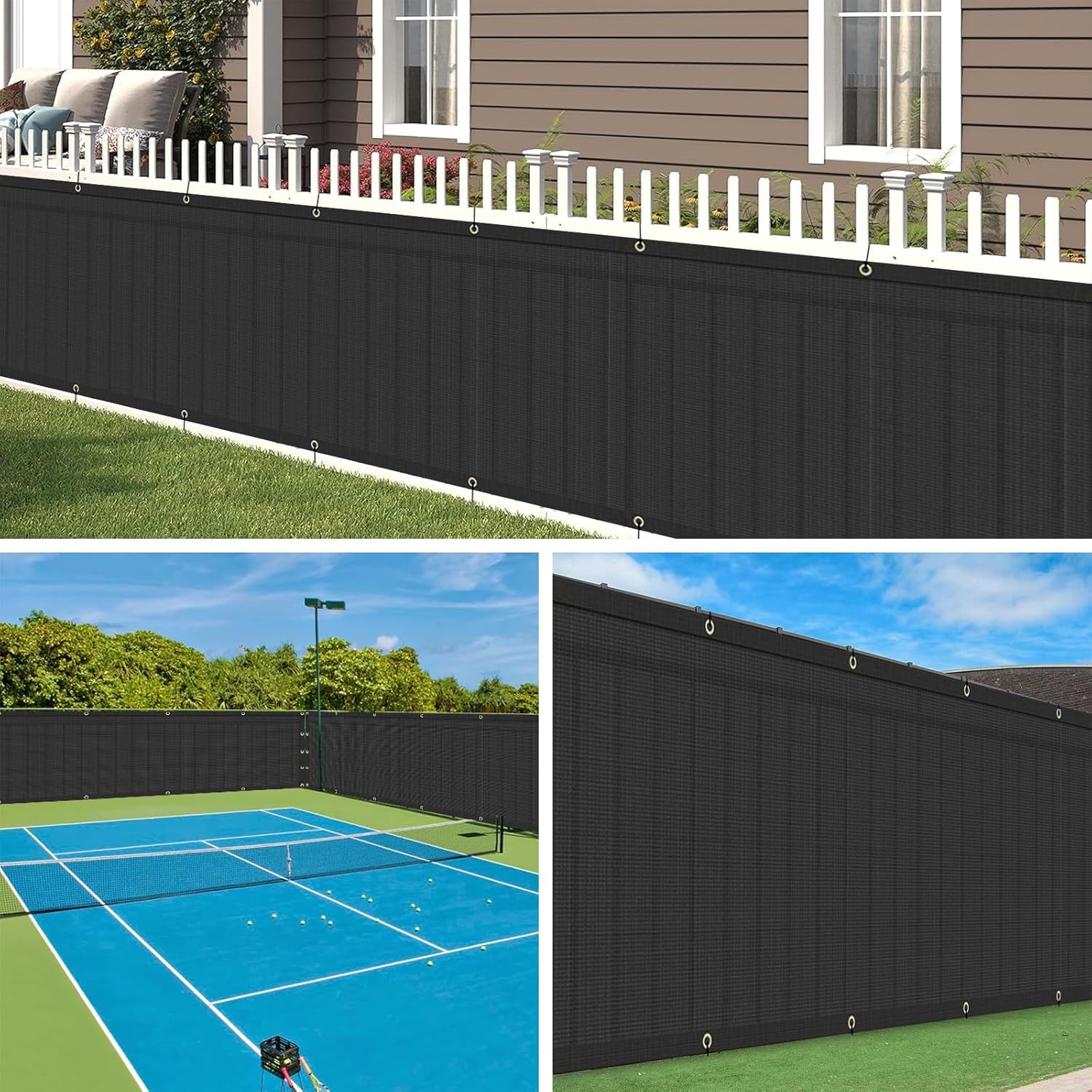 FREADEM 4' x 50' Privacy Fence Screen, Patio Fence Windscreen Cover Netting Mesh Fabric Cloth,160 GSM Shade Tarp Barrier for Garden Backyard Playground Farm Driveway Balcony Deck Swimming Pool, Black