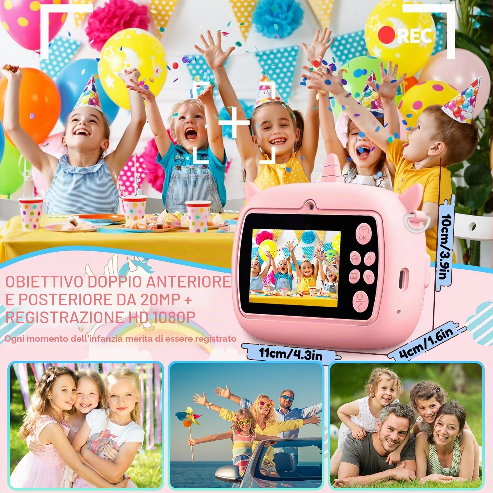 Macchina Fotografica Bambini, 2,4 Pollici Macchina Fotografica Istantanea, 1080P Macchina Fotografica Bambini Istantanea, con 32GB Scheda SD e Carta da Stampa, Regalo per Bambini dai 3-12 Anni