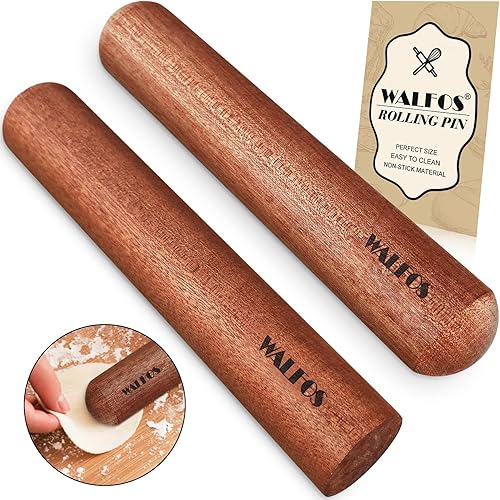 Walfos Juego de mini rodillos Rodillos de madera natural, rodillo de masa para hornear para pizza, pastel, pasta, pan, pastelería, sin