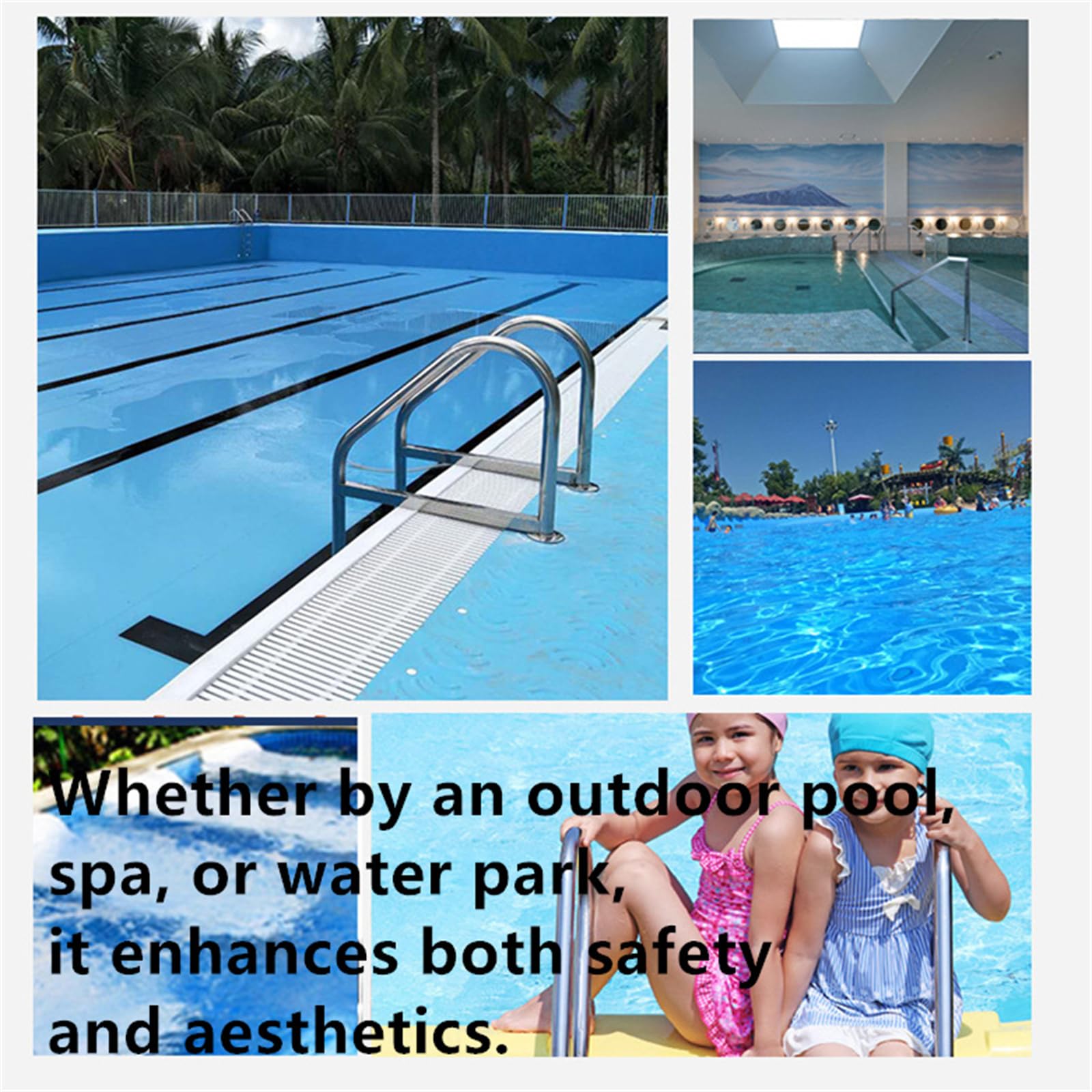 Heavy Duty Stainless Steel Pool Handrail 55x32 cal z antypoślizgową niebieską osłoną, odporna na rdzę szyna bezpieczeństwa do basenów inground, łatwa instalacja na betonie lub pokładzie, obsługuje do