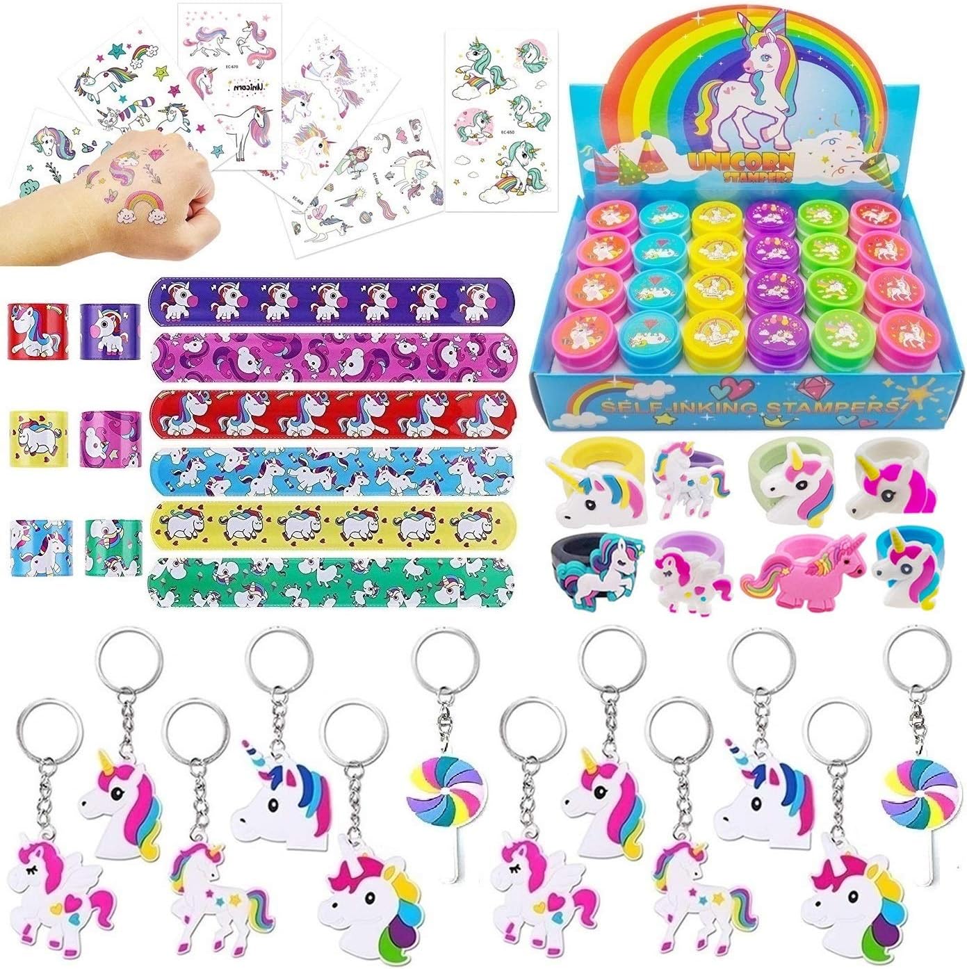 Tanlling 56 Pack Unicorn Party Favors Supplies, Rainbow Unicorn Theme Party Favor, Unicorn Birthday Party Gift, Party Toys, Reward, Carnival Prizes, Pinata Filler, Treasure Chest for Kids Boys Girls