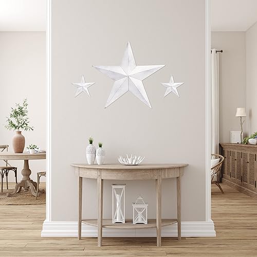 Miniatura 6 de CWI Gifts Estrella de granero de metal, estrella colgante galvanizada de 8 pulgadas, decoración de pared de granja, color blanco