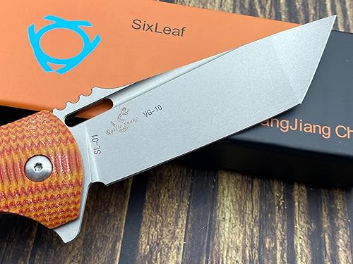Miniatura 5 de twosun Sixleaf Cuchillo Plegable Con Hoja VG-10 G10 Mango Herramienta De Camping SL-01-Naranja