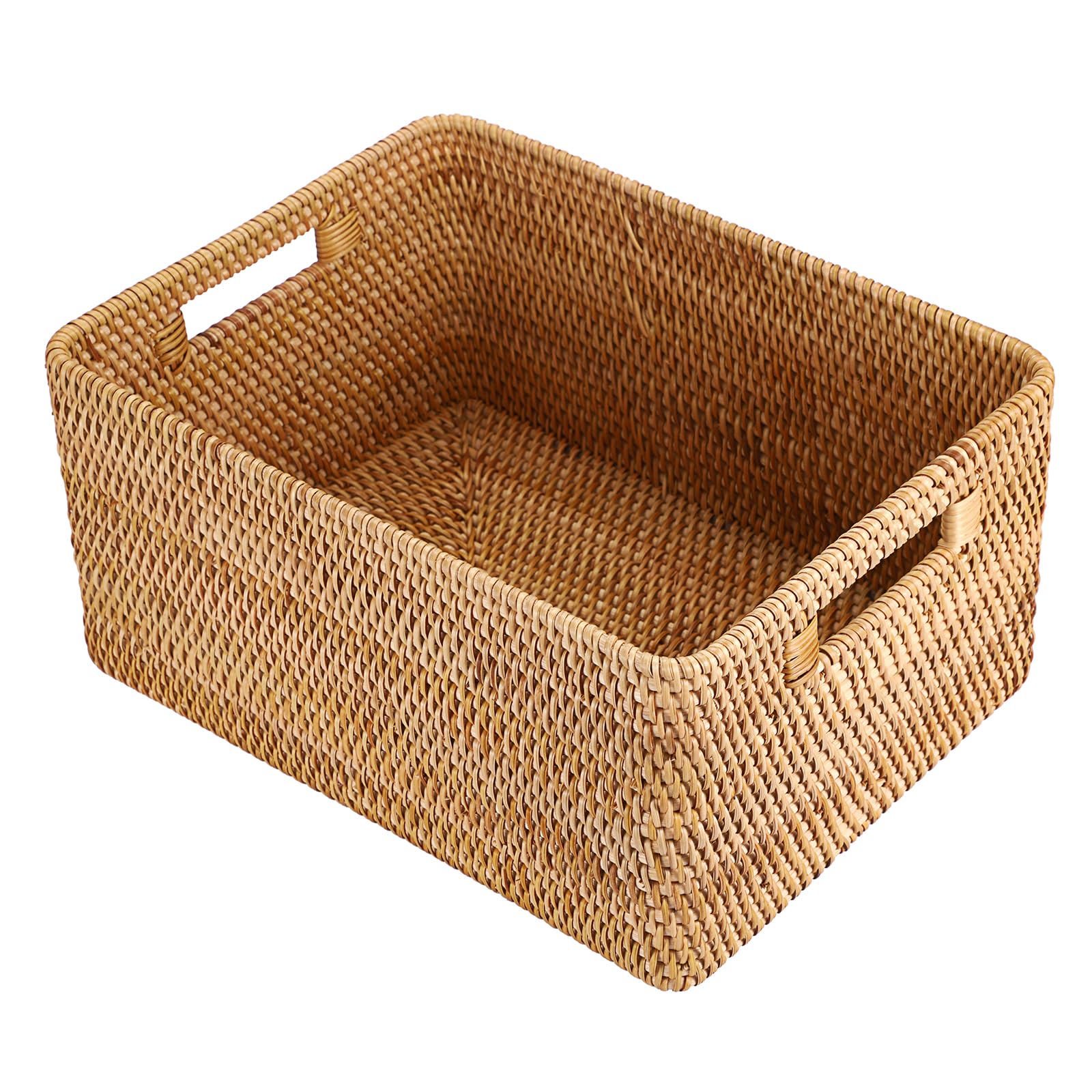 IGNPION Cestino in vimini aperto decorativo, multiuso, per mensole, bagno, cucina, soggiorno, ufficio, 38 x 28 x 18 cm