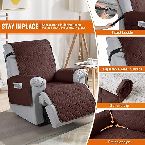 Miniatura 3 de VANSOFY Fundas 100% impermeables para sillas reclinables, funda antideslizante para sillas reclinables, protector de muebles, funda lavable con