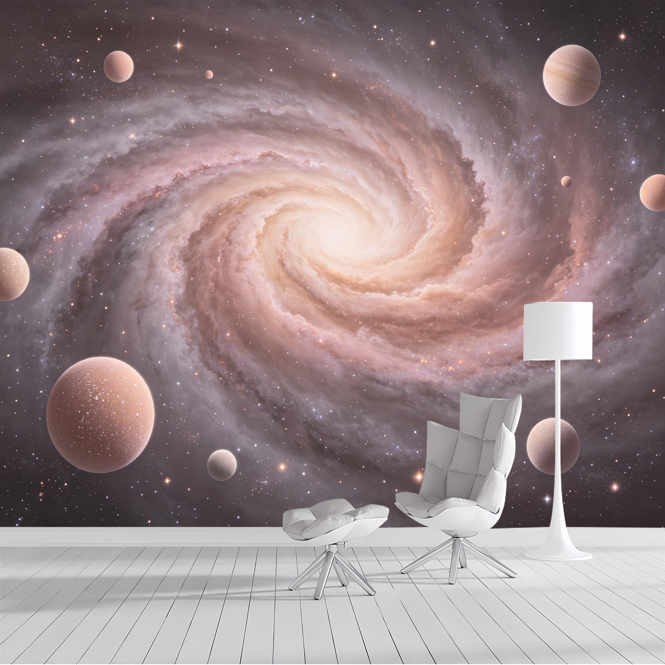 Custom Size Wall Mural Galaxy Planets Space Swirl Nebula Cosmic Stars Watercolor SelfAdhesive Wall Fabric Removable Peel and Stick Wallpaper Wall Decor for Living Room Bedroom Bathroom