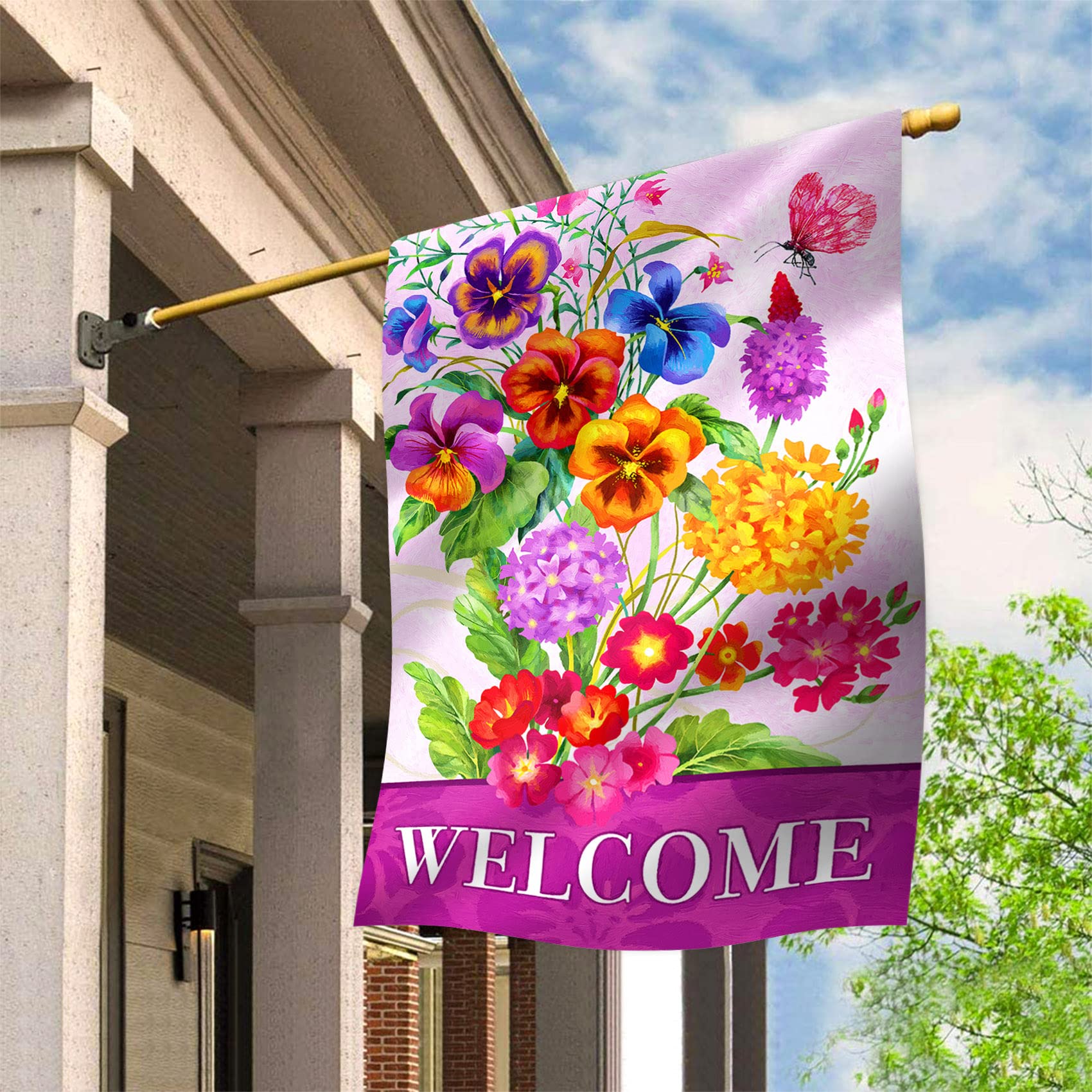Welcome-Schmetterling Gartenflagge – Doppelseitig, 30,5 X 45,7 Cm, Bunt, Wetterfest Aus Polyester