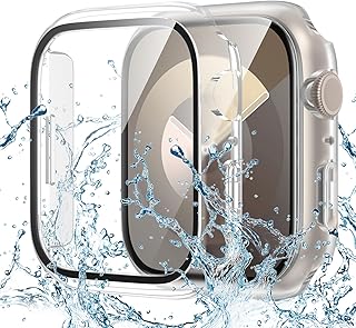 Goton Waterproof Case for Apple Watch Screen Protector 45mm Series 9 8 7 Cover, Full Protective Hard PC Bumper Face Covers Accessories Designed for iWatch 45 mm Clear