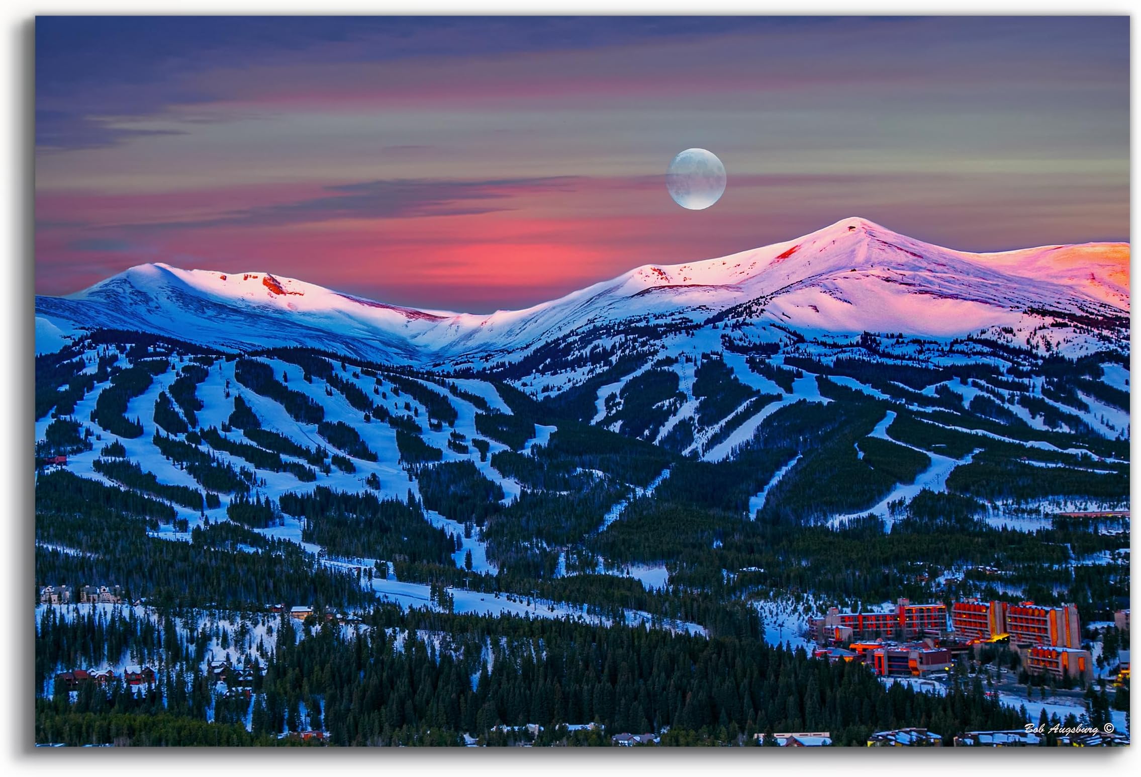 Breckenridge Colorado sunrise picture, Breckenridge wall art, Breckenridge ski resort, moon over Breckenridge, Breckenridge photography
