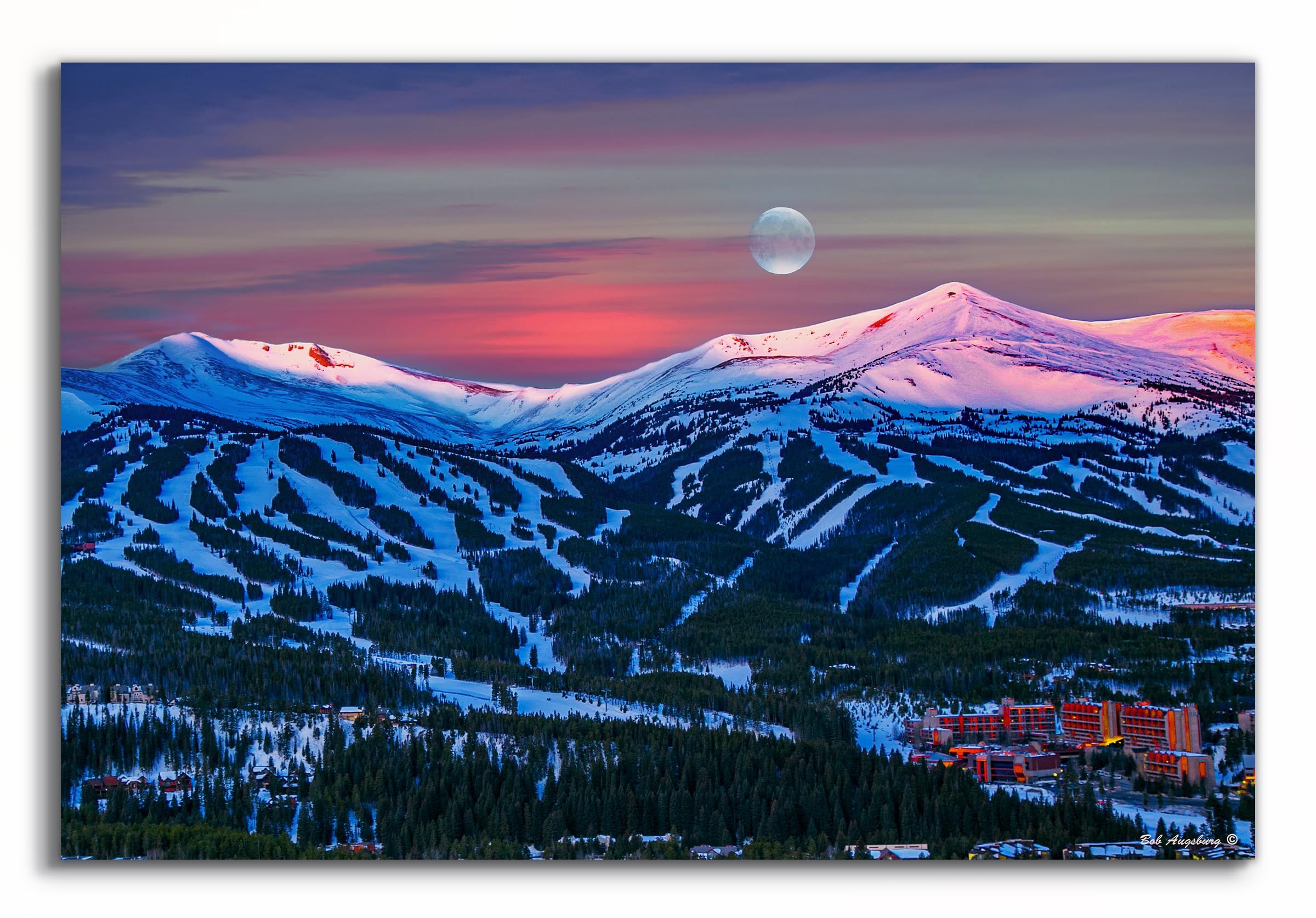 Breckenridge Colorado sunrise picture, Breckenridge wall art, Breckenridge ski resort, moon over Breckenridge, Breckenridge photography