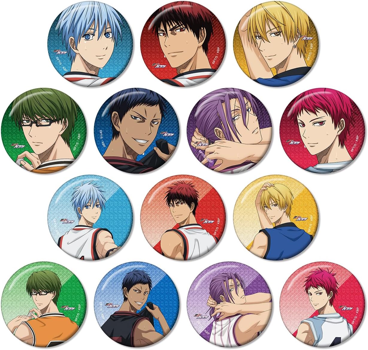 Kuroko no Basketball Drawing Battle Back Version Trading Glitter Can Badges Box of 14