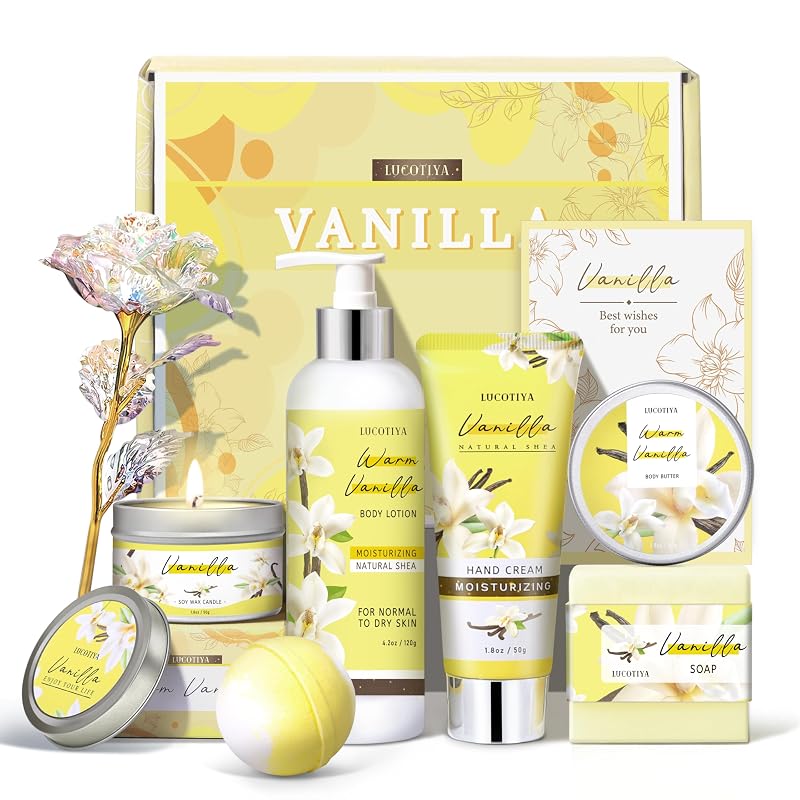 Kit de cuidados corporais LUCOTIYA com fragrância de baunilha e caixa para presente