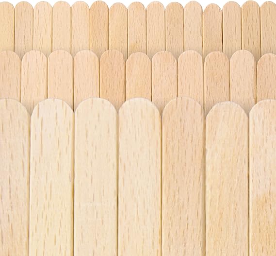300PCS Wooden Jumbo Sticks for Crafts 8/6/4.5 Inch Wooden