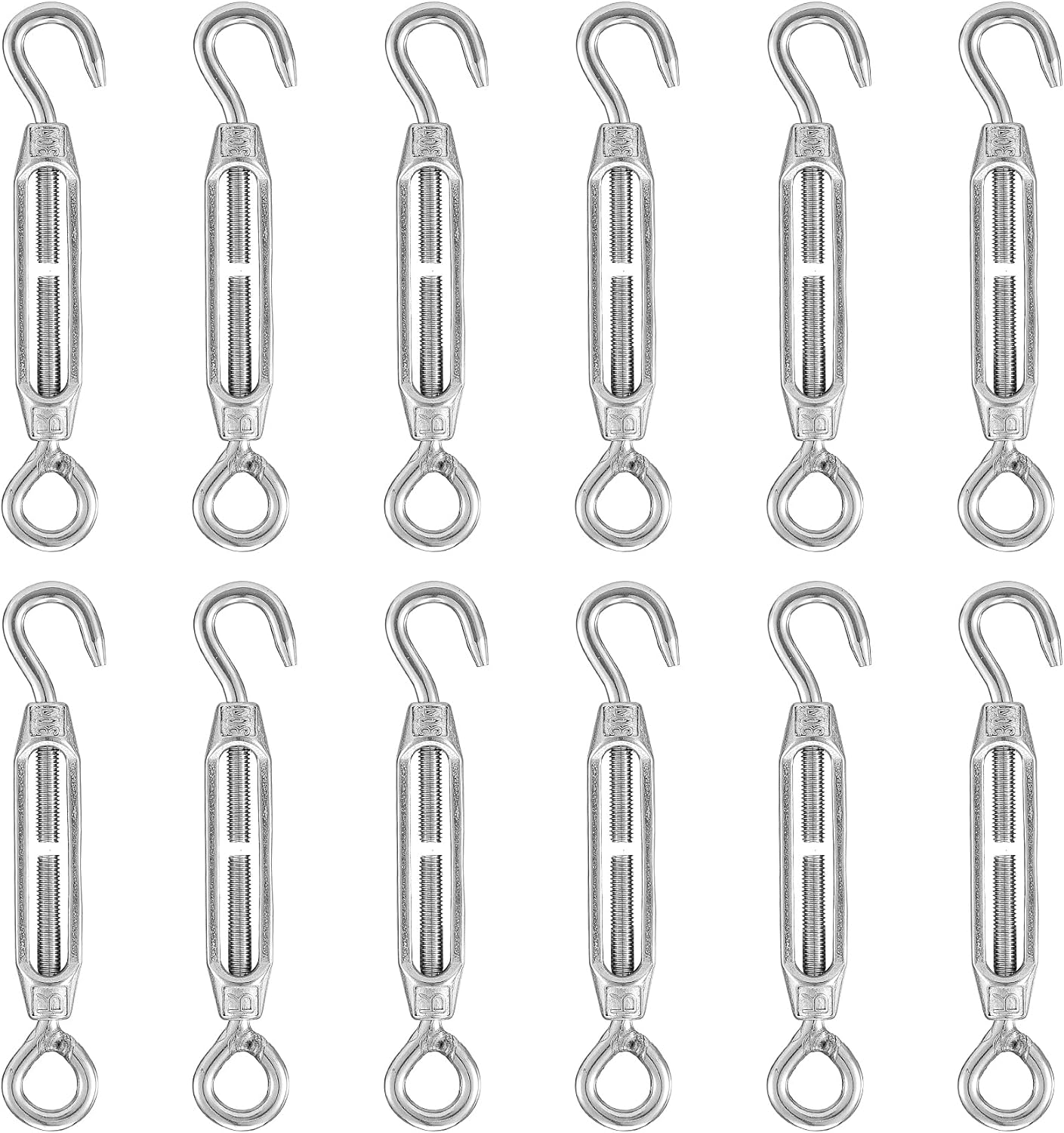 Lot de 12 Tendeurs Câble Inox 304 M4 - 30 kg