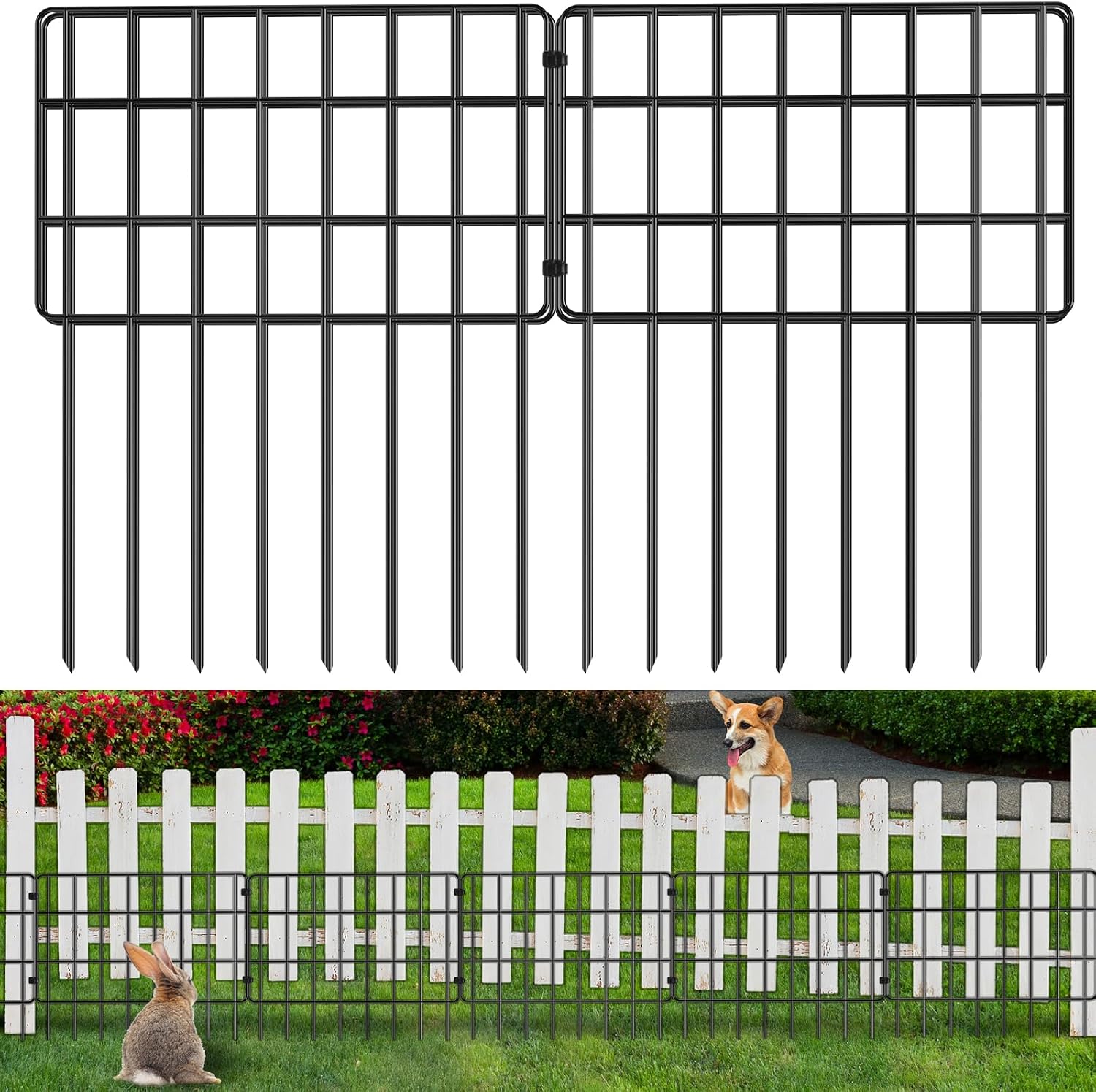 動物バリアフェンス 10個パック 1.5インチスパイク間隔メタルフェンスバリア 犬 ウサギ用 防錆 掘り出し物なし ドッグフェンスバ