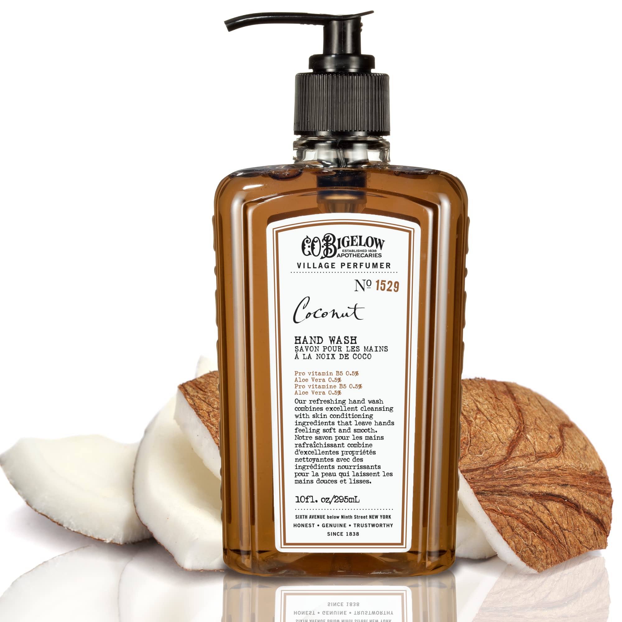 C.O. Bigelow Coconut Hand Wash, Village Perfumer Liquid Hand Soap with Aloe Vera & B5, 10 Fl Oz