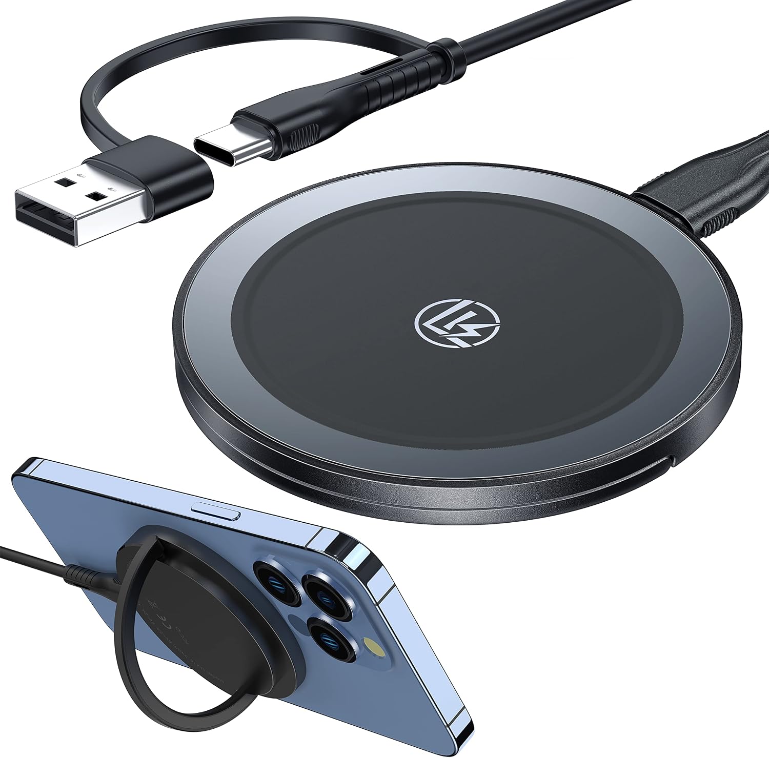 LK Magnetic Wireless Charger Compatible for MagSafe Charger for iPhone 14 Pro Max/14 Pro/14 Plus/13/13 Pro/13 Pro Max/iPhone 12 Pro/12 Pro Max, 3.3 ft Cable(No Adapter), Black