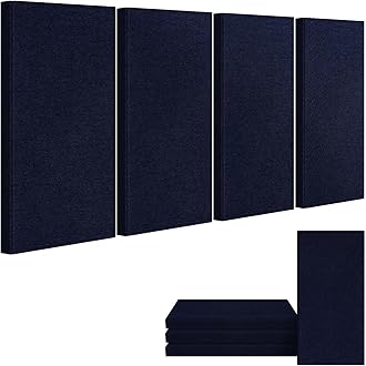 UMIACOUSTICS 4 PCS Acoustic Panels, 2“ Thick 23.6" x 11.8" Fiberglass Sound Proof Wall Panels, Self-adhesive Sound Absorbing Panels for Studios, Office, Home Theater. Navy Blue
