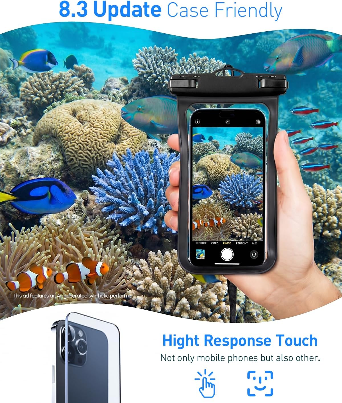 Universal Waterproof Phone Pouch – IPX8 Dry Bag for iPhone 17/16/15/14/13/XS Perfect for Travel, Cruise Beach, Black&Clear, 2-Pack