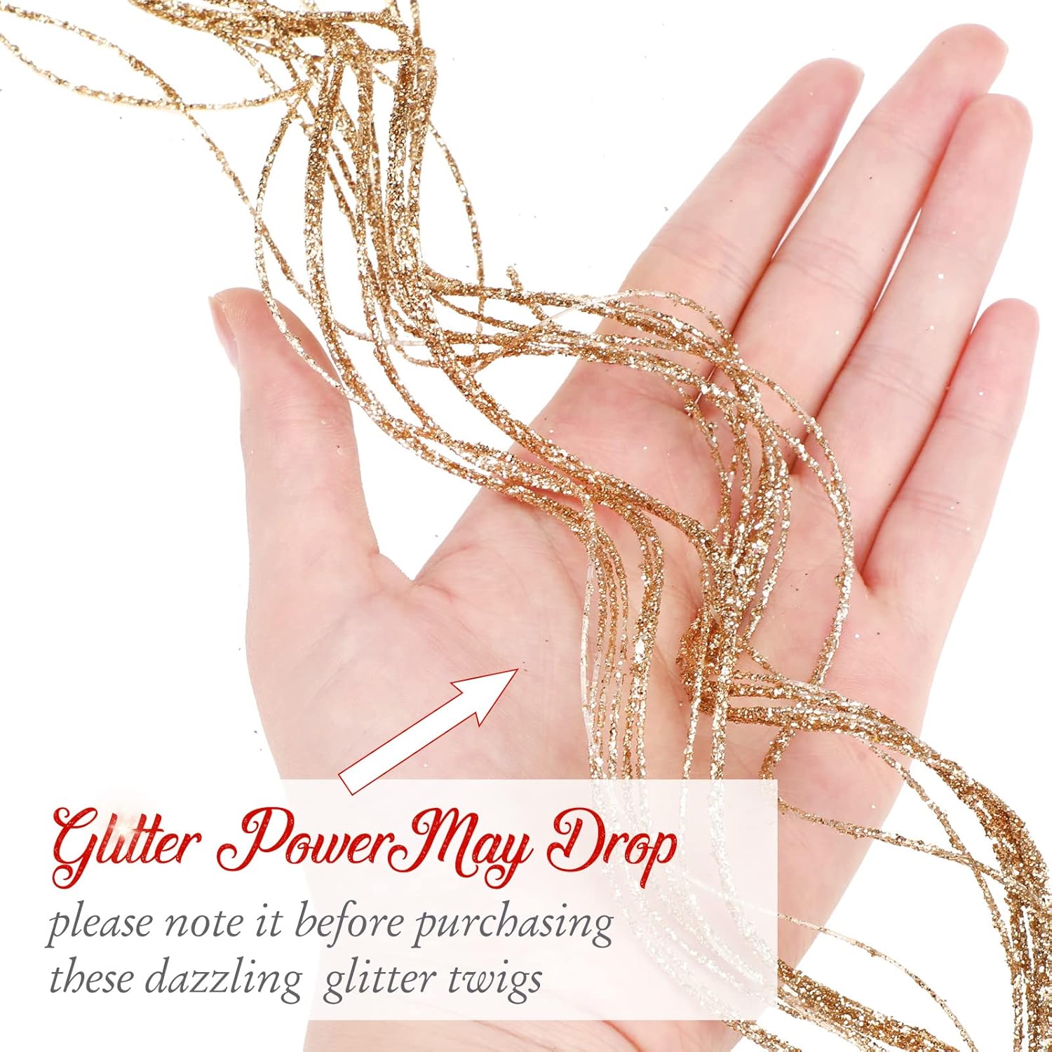 Geosar Glitter Curly Ting Ting Branches for Christmas Tree Filler 18 Inch Decorative Vase Filler Branches Artificial Twigs for Xmas Decor Vases Garland Wreath Home Craft(Gold)