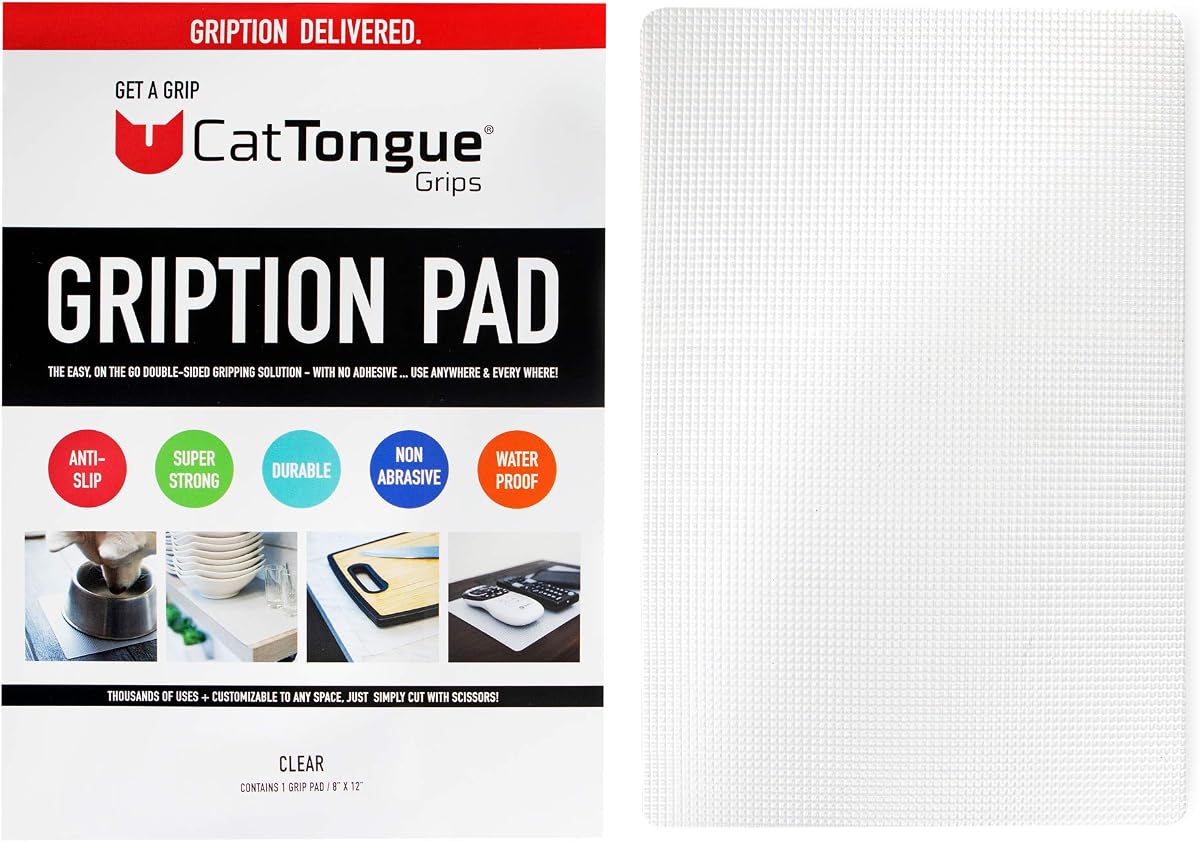 CatTongue Grips 8"x12" Non-Slip Grip Pad, Non-Adhesive, Clear, 1-Pk