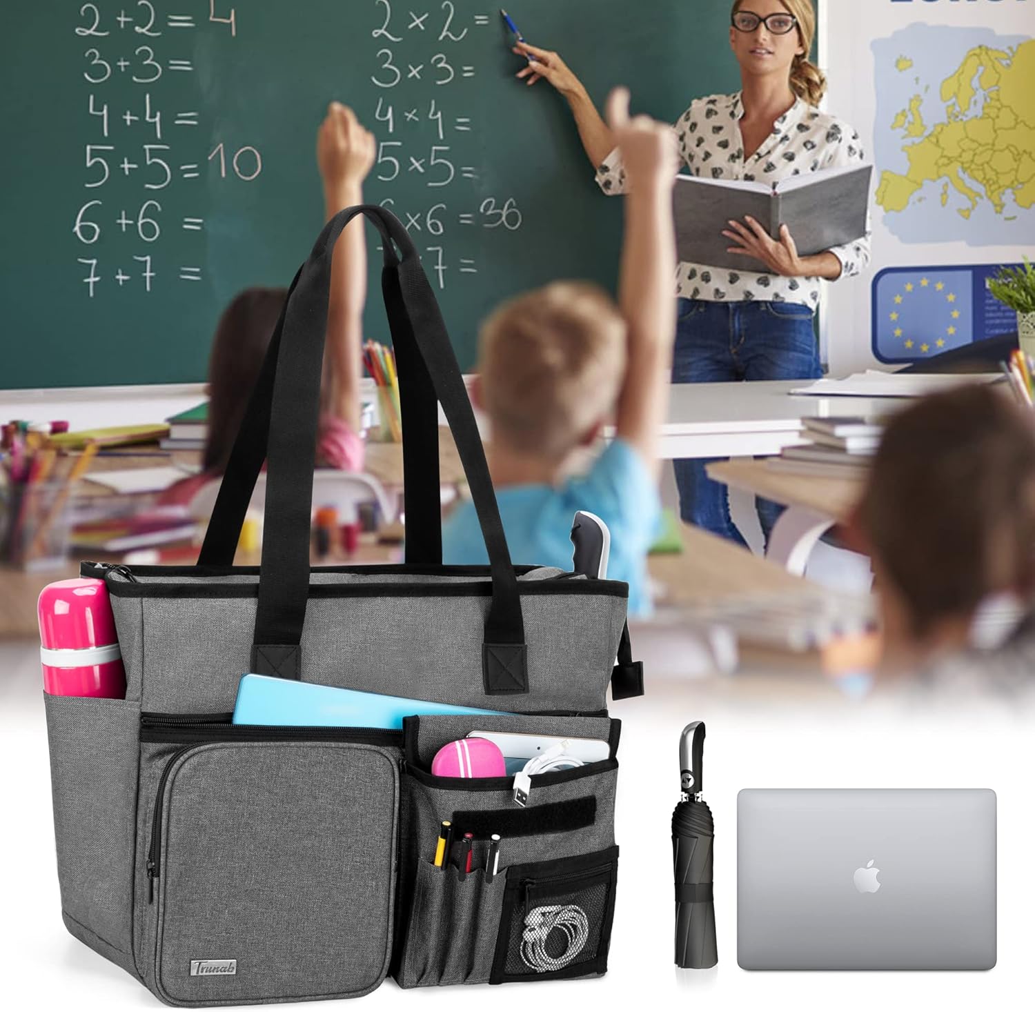 Trunab Teacher Tote Bag Work Bag with Multiple Pocket and Padded Compartment for up to 15.6”Laptop - Image 3