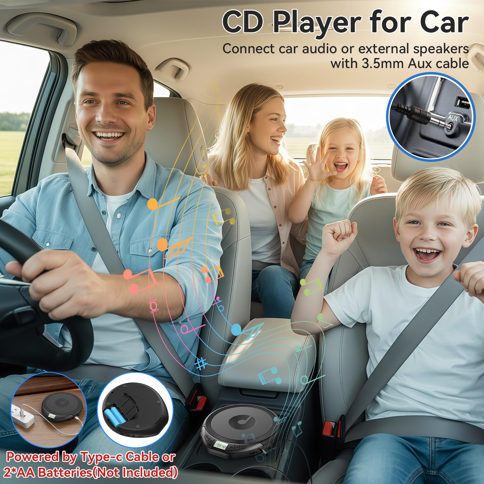CD Player Tragbar: KOVCDVI Tragbarer CD-Player mit LCD-Display, Unterstützt CD-R/CD-RW/MP3-Wiedergabe, Kopfhöreranschluss, BBS/POP/Rock/Jazz/CLAS Soundmodi Schwarz