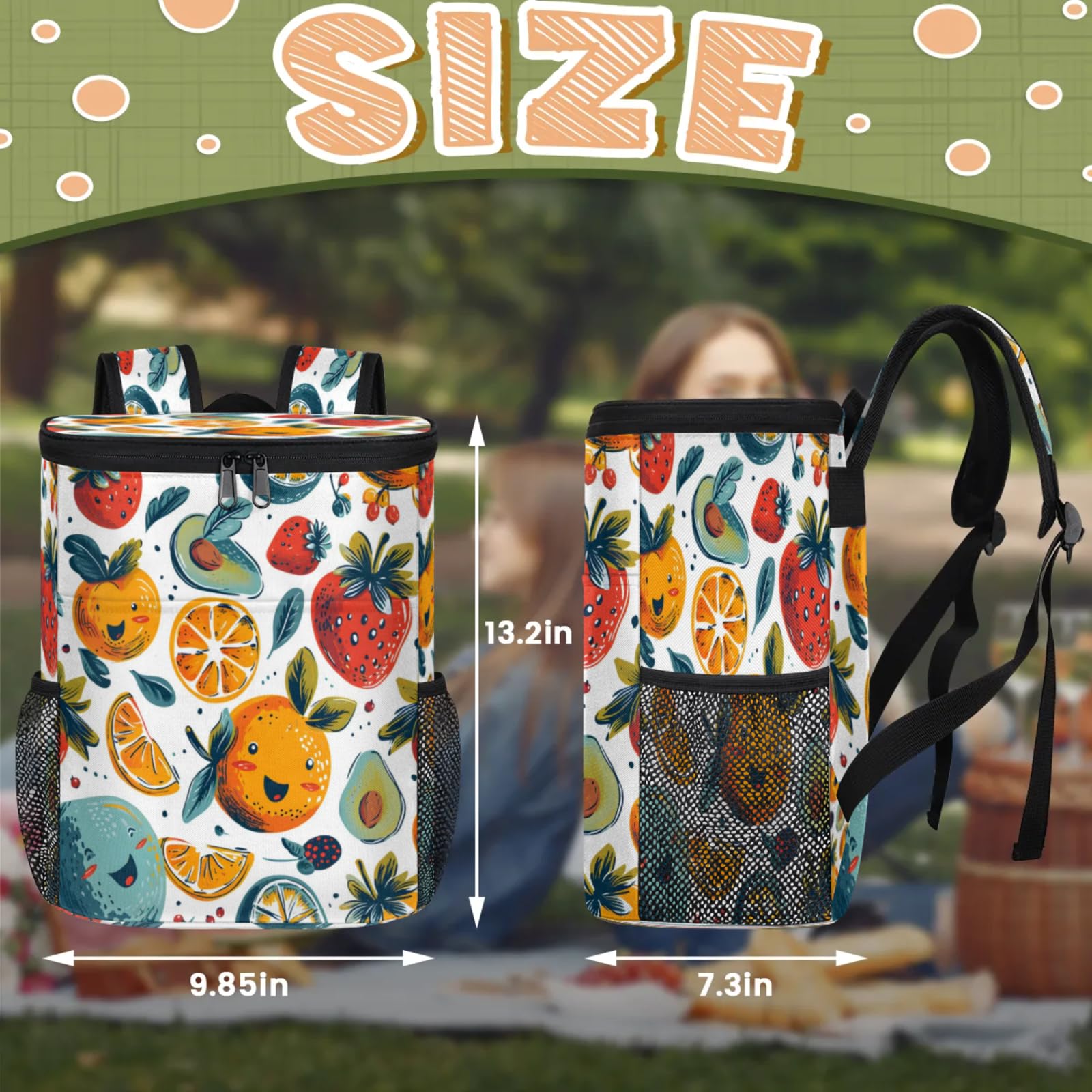 CNNINGYI Camping Cooler Backpack 30 Cans, Soft Fruit Backpack Coolers Insulated Leak Proof Travel Cooler Bag, Waterproof Lunch Picnic Work Bag, Summer Fruit