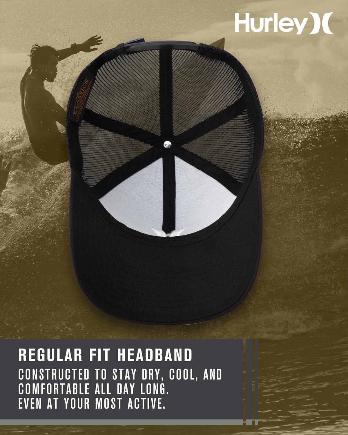 Hurley Men's Caps - Del Mar Mesh Panel Baseball Cap Trucker Hat - Snap Back Hats for Men - Image 3