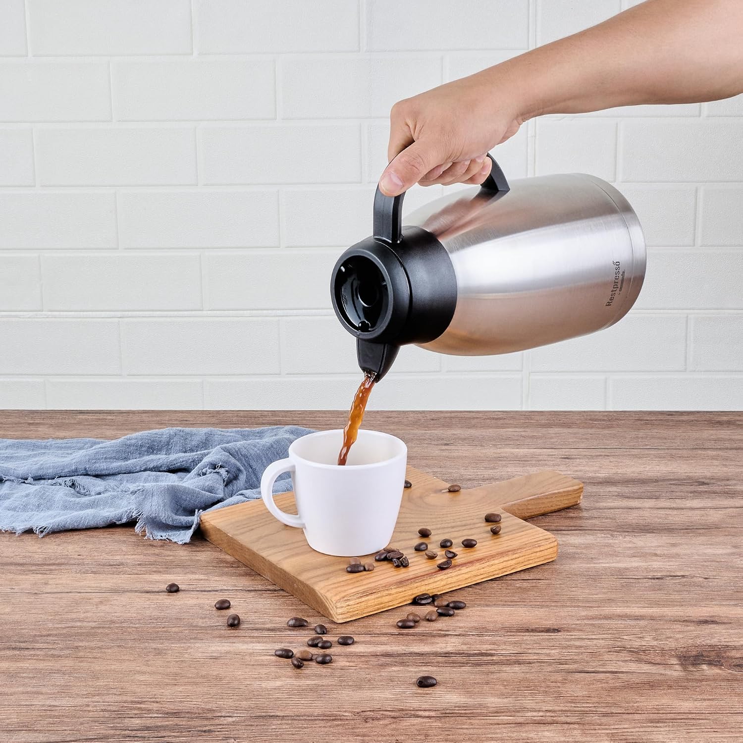 Restaurantware Thermal Coffee Server - 1 Case - 67.6 Oz - Stainless Steel Insulated Carafe - Double-Wall Coffee Pot With Handle - Silver Hot Beverage Dispenser For Cafes And Conferences