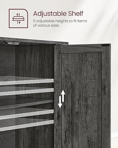 Miniatura 5 de VASAGLE Armario de almacenamiento, Buffet, Aparador, Credenza, con estantes ajustables, para sala de estar, entrada, nogal rústico ULSC381T41