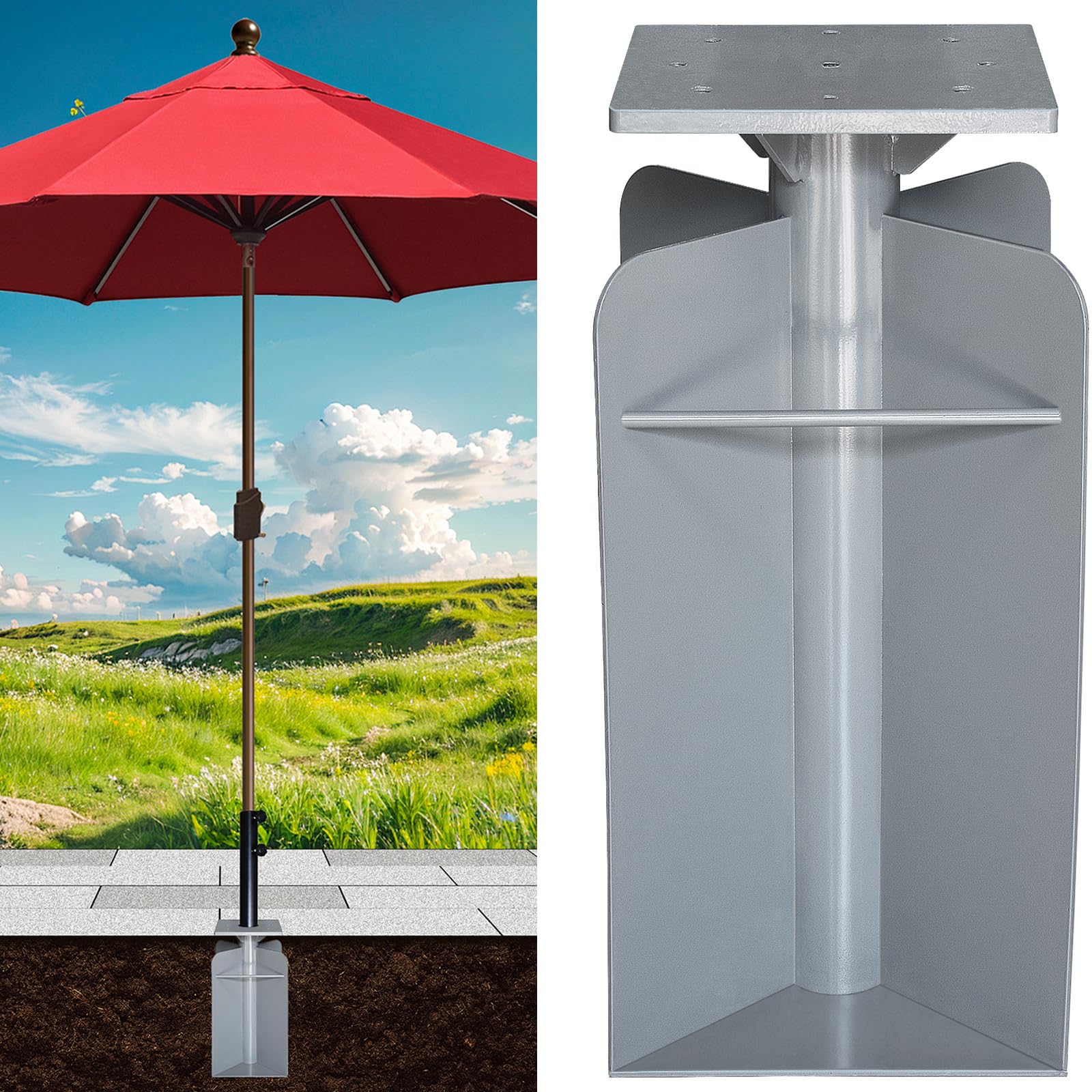 commercial steel base patio umbrellas Amazon.com : EliteShade USA Rustproof & Windproof Heavy Duty In-ground Umbrella  Base Stand, Anchor Holder for Both Cantilever & Straight Middle Pole Patio  Umbrellas, Commercial Grade Stainless Steel Ground Socket : Patio,