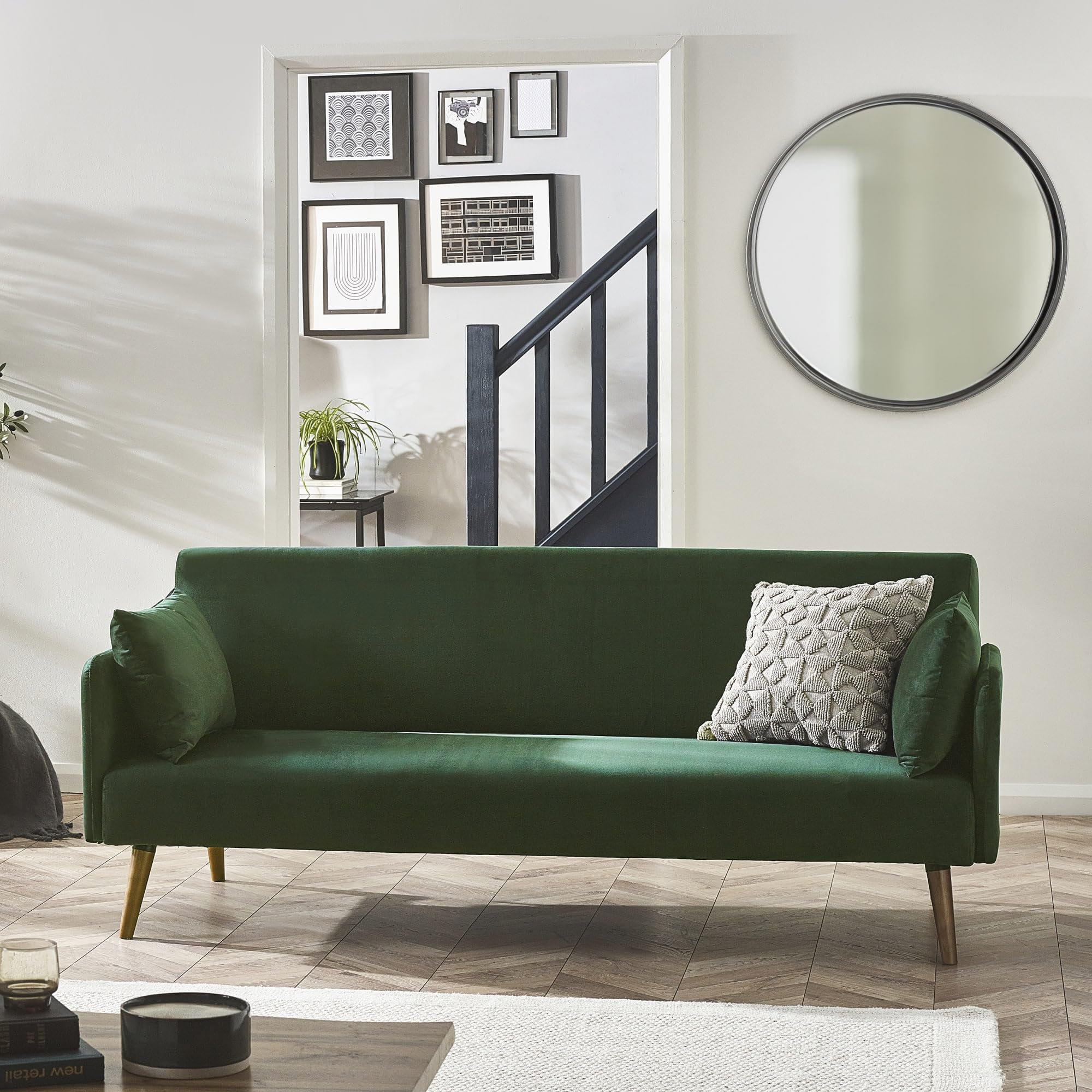 Julian Bowen Andi Sofa Bed - Dark Green - Retro Style - Converts to Bed