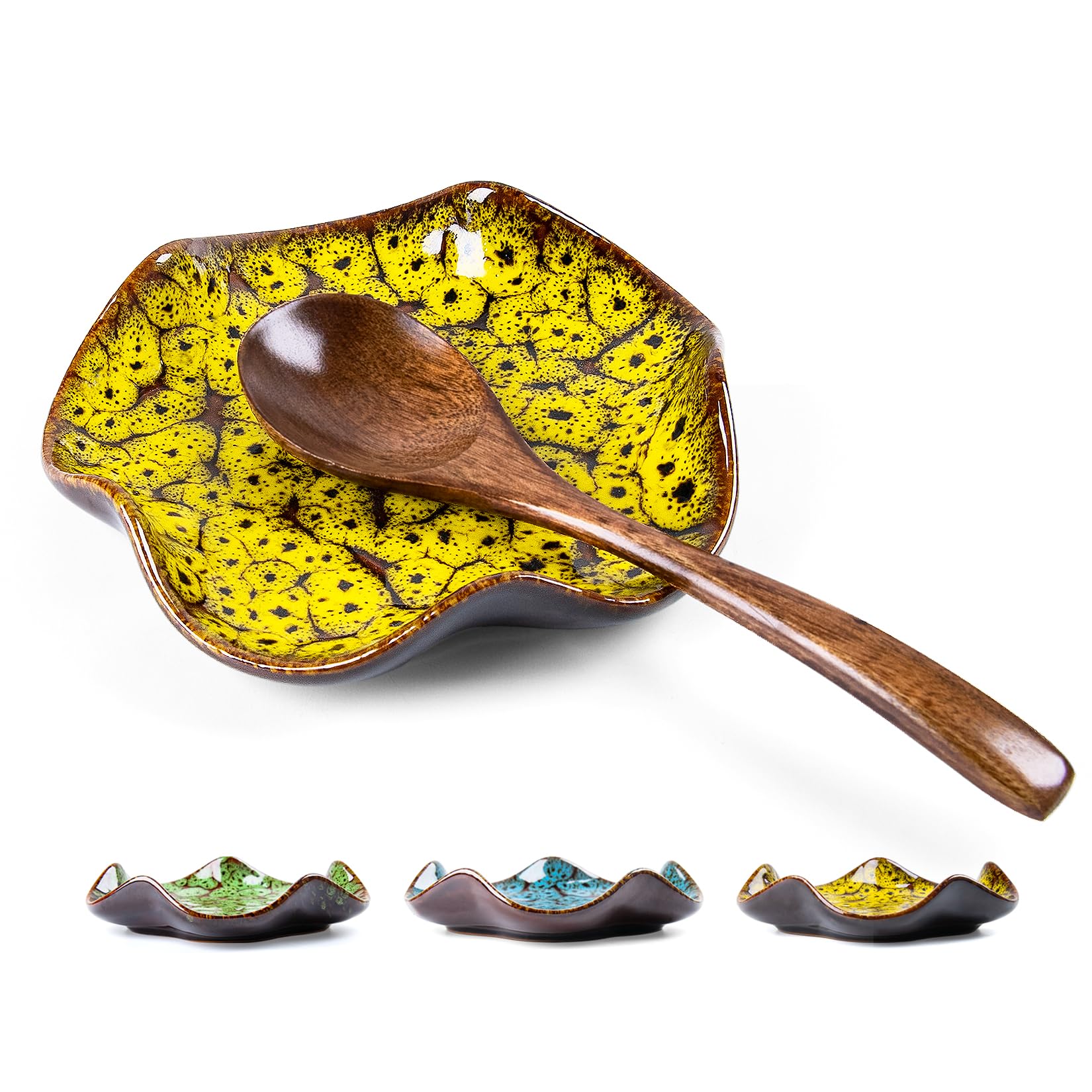 Spoon Rest for Stove Top, 5.3 Inch Ceramic Spoon Holder for Kitchen Counter