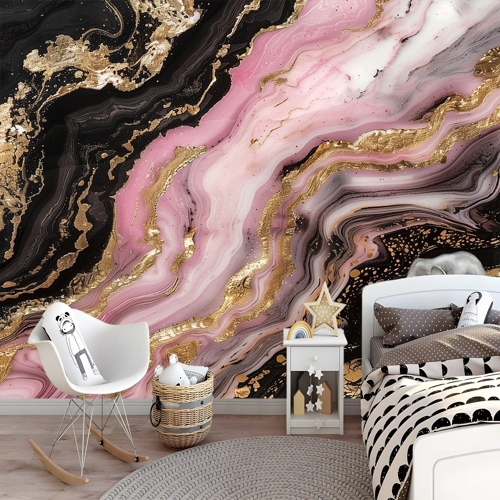 Papel pintado fotográfico de mármol rosa negro 350 x 256 cm, arte Prin no tejido, respetuoso con el medio ambiente, póster fotográfico para comedor, cocina, decoración del hogar