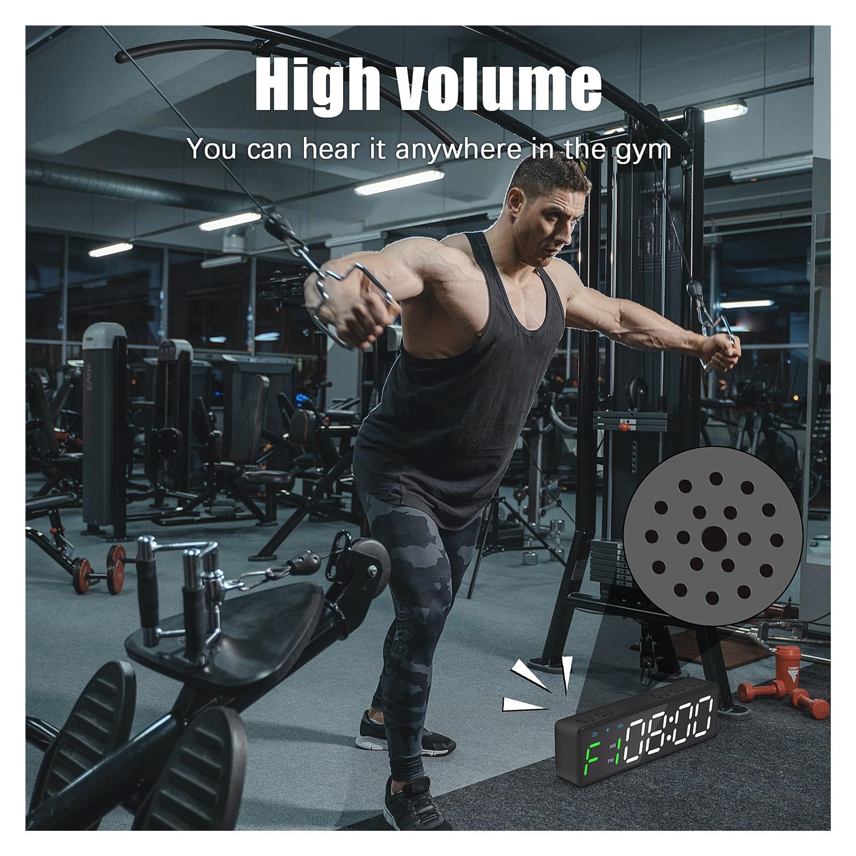 Gym Timer, Temporizador de gimnasio portátil, temporizador de intervalos, reloj de entrenamiento físico, cuenta regresiva/arriba/cronómetro magnético y recargable por USB