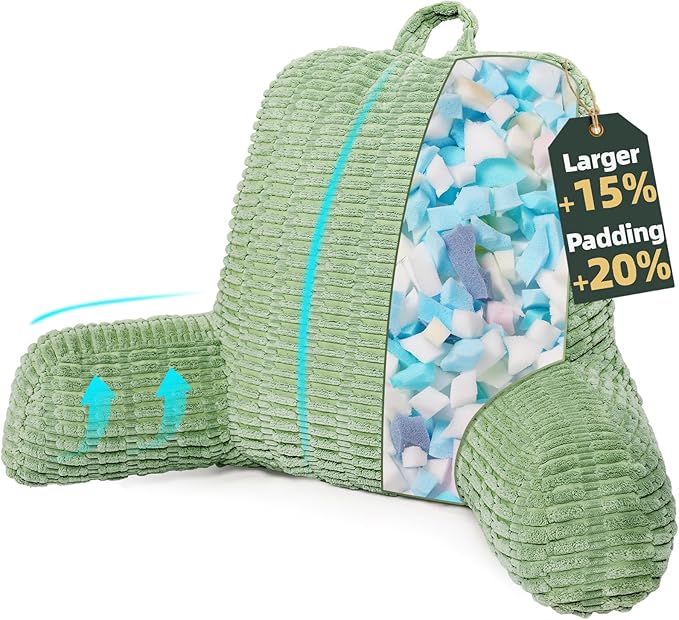 LUISOF Large Reading Pillow for Bed with Memory Foam Support