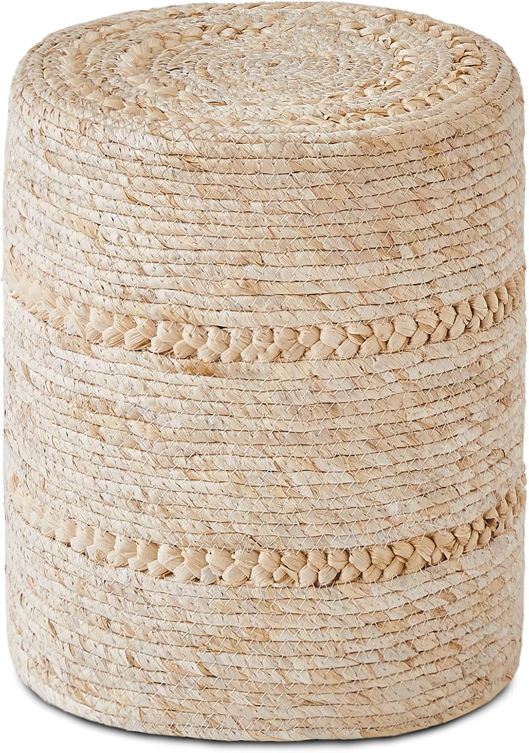 Natural seagrass foot stool with wood frame