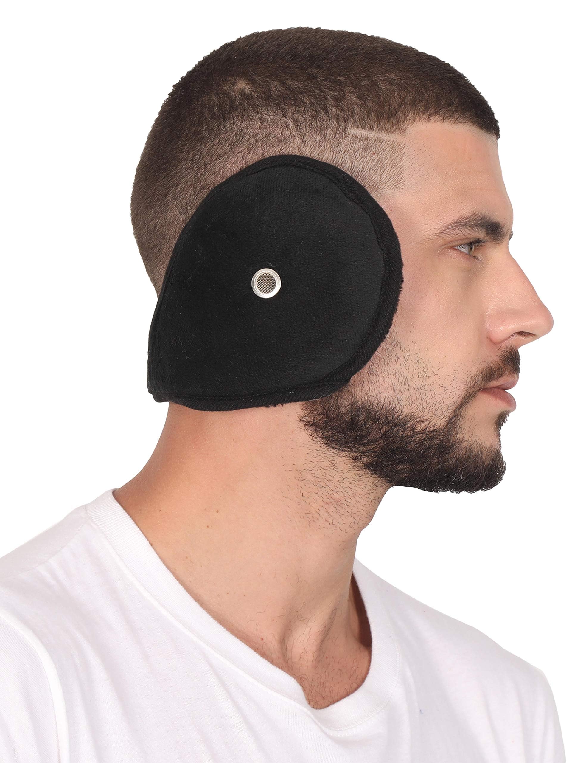 rr design Black Headwear Faux Fur Ear Muffs/Ear Warmers - Behind The Head Style Winter Earmuffs for Men(pack of 1)-picture-4