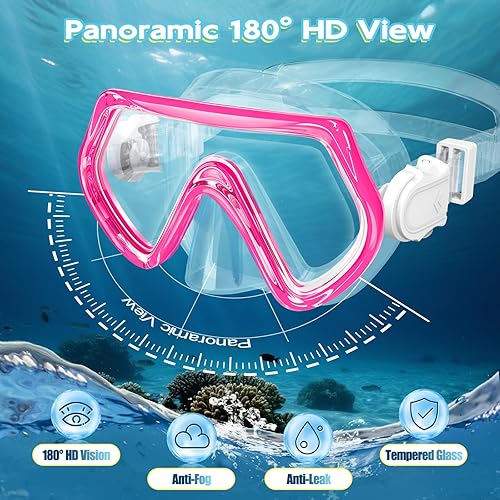 Miniatura 3 de Snorkeling Gear for Kids, Kids Snorkel Set for Ages 3-14, Anti-Fog Diving Mask and Dry Top Snorkel Combo Set, Unisex Swimming Goggles