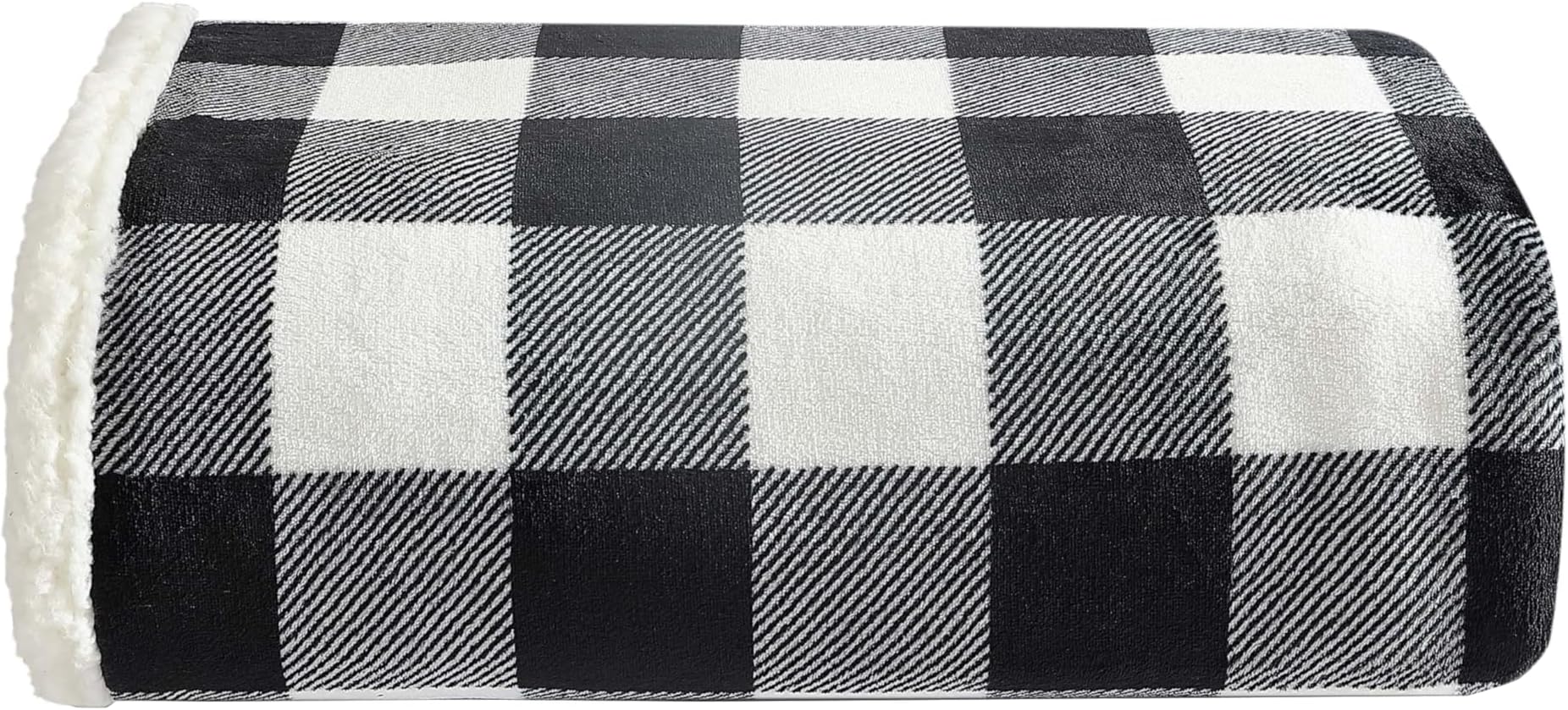 Blanket, Super Soft Reversible Sherpa & Brushed Fleece Bedding, Throw Blankets for Couch, Ideal for Lounging (Cabin Plaid Black)