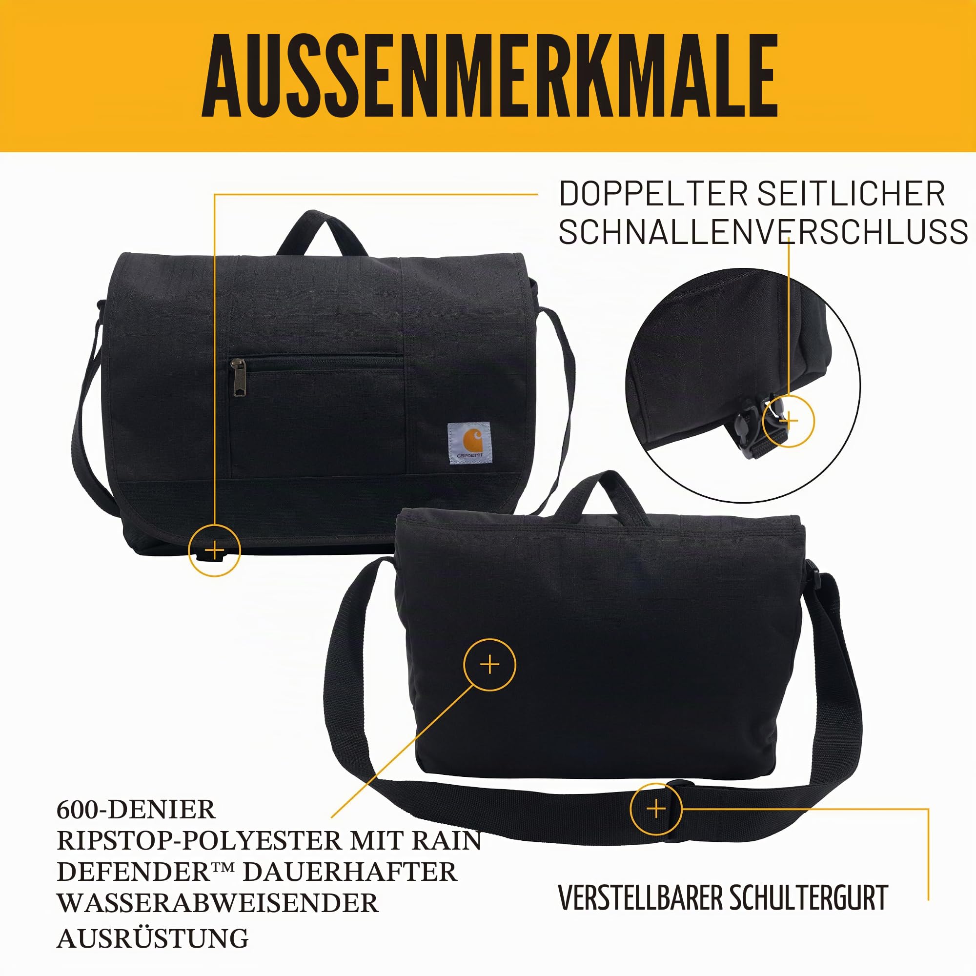 Carhartt Unisex, Durable Water-Resistant Work Kuriertasche, Ripstop Messenger Bag (Schwarz)