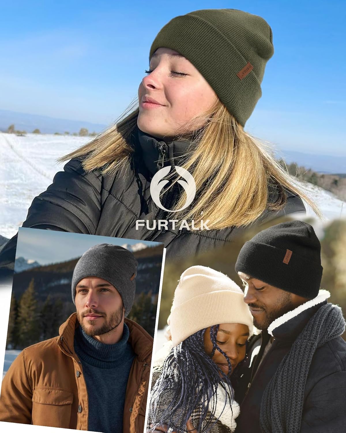 FURTALK 2 Pack Satin Lined Beanie for Men Women Acrylic Winter Hats Warm Silky Skull Cap - Image 4